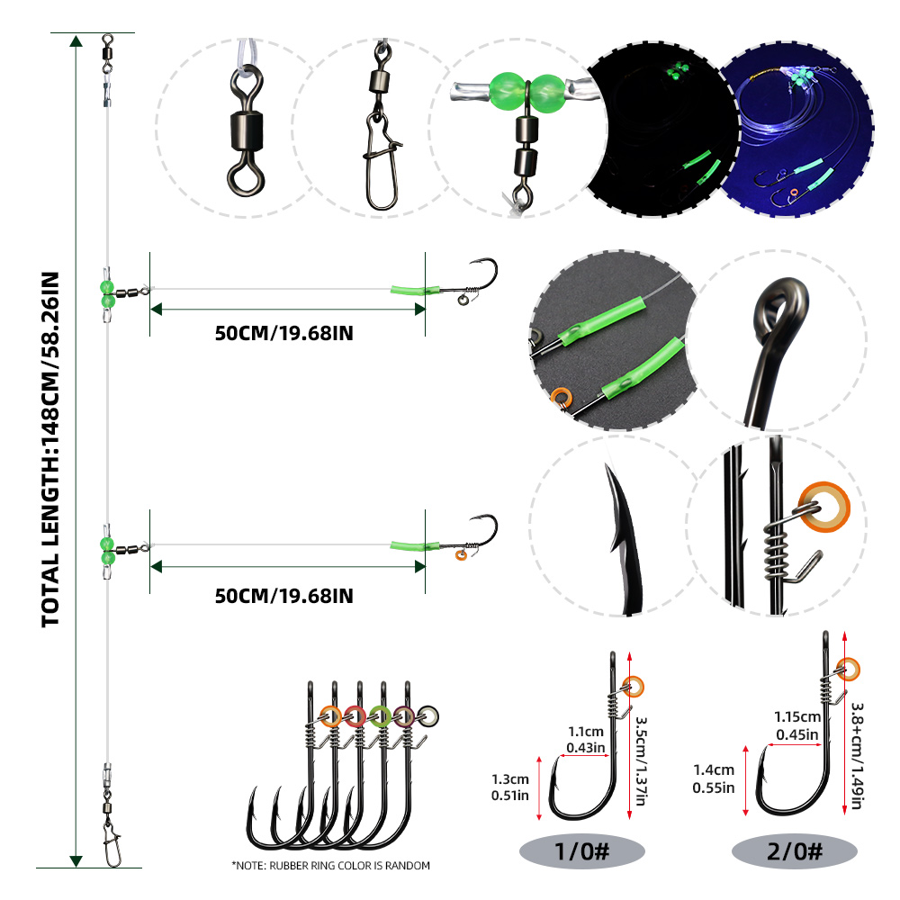 ZYZHE 1/3/5pcs Fishing Rigs Wi - огляд і ціна Fishing Hook Assortment