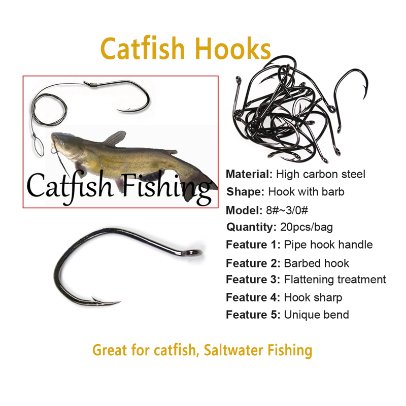 Wifreo 20pcs V Shape Catfish H - огляд і ціна Fishing Hook Barbless