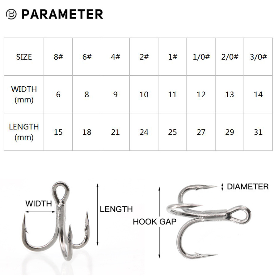 6X Fishing Treble Hook 10Pcs T - огляд і ціна Fishing Hook Barbless